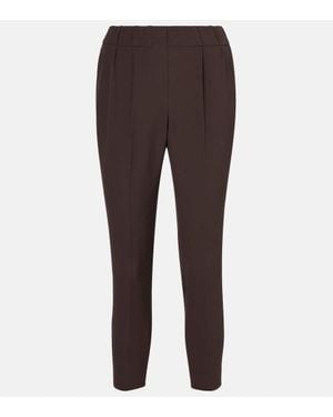 Brunello Cucinelli Cropped-Hose Aus Crepe - Braun