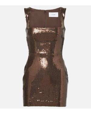 Alex Perry Abito Corto Con Paillettes - Marrone