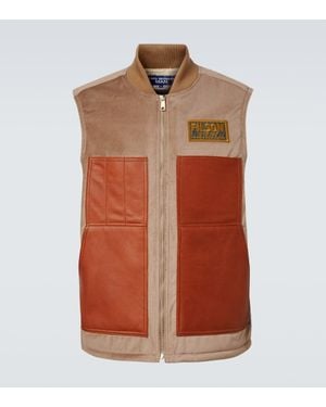 Junya Watanabe Weste Aus Baumwolle Und Wolle Mit Leder - Braun
