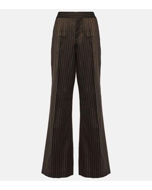 Jean Paul Gaultier Tattoo Flared Wool-Blend Wide-Leg Pants - Black