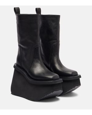Rick Owens Bottines Factory A Plateforme En Cuir - Noir