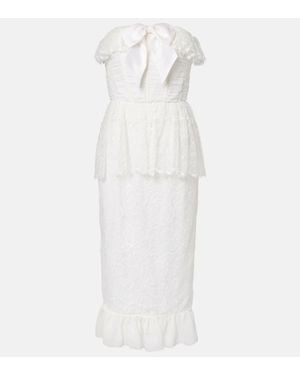 Alessandra Rich Bustier-Kleid Aus Seiden-Georgette Mit Spitze - Weiß
