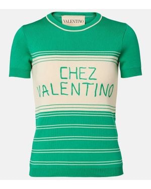 Valentino Chez Striped Cotton Top - Green