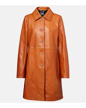Versace Barocco Leather Coat - Orange