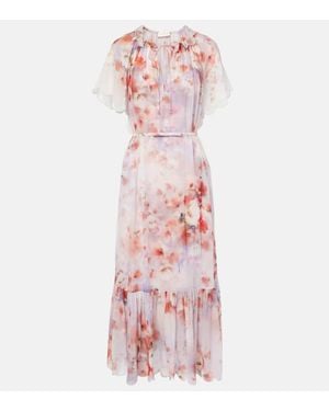 Zimmermann Crush Flutter Midi Kleid - Pink
