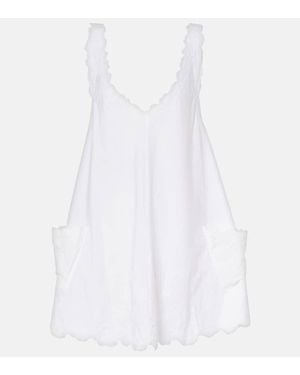 Juliet Dunn Embroidered Cotton Poplin Beach Cover-Up - White