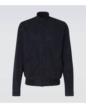 Rubinacci Suede Bomber Jacket - Blue