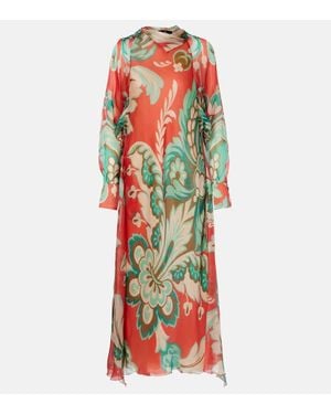 Etro Bedrucktes Maxikleid Aus Seide - Rot