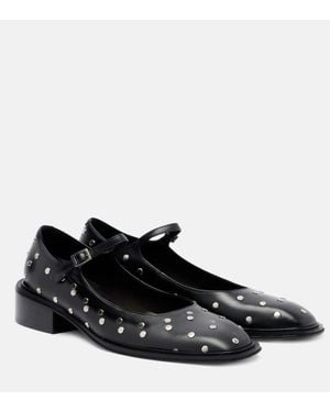 Souliers Martinez Penelope 40 Leather Mary Jane Pumps - Black