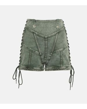 Jean Paul Gaultier X Knwls High-Rise Denim Corset Shorts - Green
