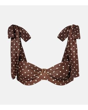 SAME Lady Polka-Dot Bikini Top - Brown