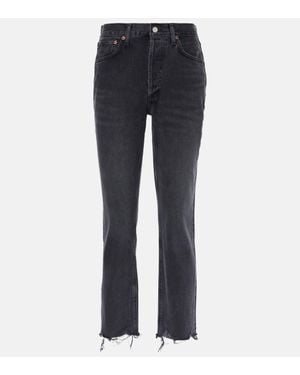 Agolde Riley High-Rise Cropped Straight Jeans - Blue