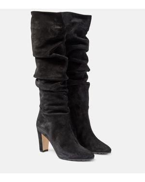 Manolo Blahnik Stiefel Calassohi 90 Aus Veloursleder - Schwarz