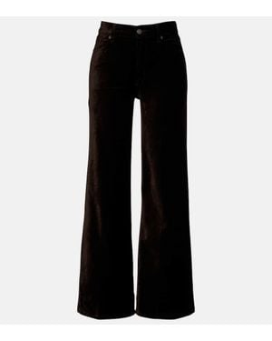 FRAME Le Slim Palazzo Cotton-Blend Velvet Wide-Leg Pants - Black