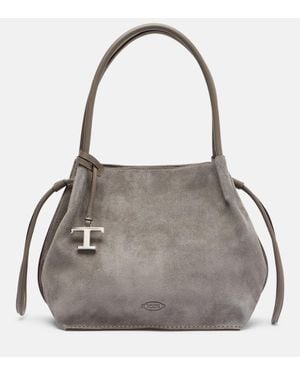 Tod's Bolso Buz Medium De Ante - Gris