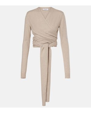 Alaïa Cashmere And Wool-Blend Wrap Top - Natural