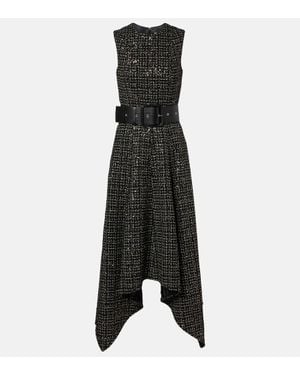 Safiyaa Midikleid Okimi Aus Tweed Mit Pailletten - Schwarz