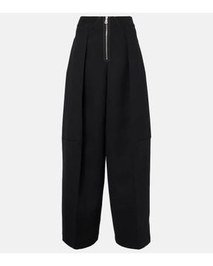 Jean Paul Gaultier High-Rise Crepe Wide-Leg Pants - Black