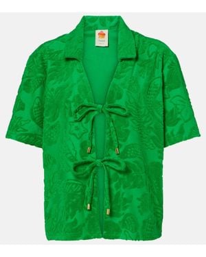 FARM Rio Floral Cotton-Blend Terry Shirt - Green