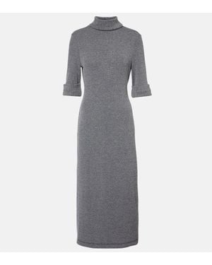 Proenza Schouler Label Cerine Ribbed-Knit Boucle Midi Dress - Gray