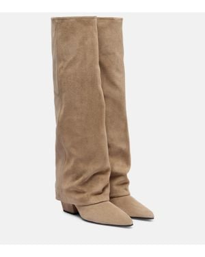Paris Texas Jane 60 Suede Knee-High Boots - Natural