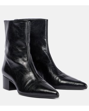 Khaite Andee Leather Ankle Boots - Black