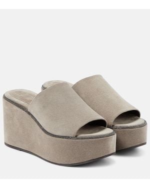 Brunello Cucinelli Classic High Mule - Grey