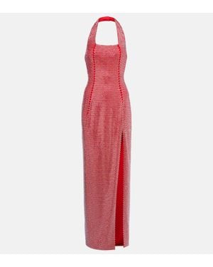 Area Crystal-Embellished Halterneck Gown - Red