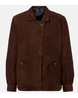 Blazé Milano Cleo Suede Bomber Jacket - Brown
