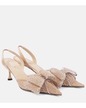 Mach & Mach Cadeau 65 Embellished Slingback Court Shoes - Natural