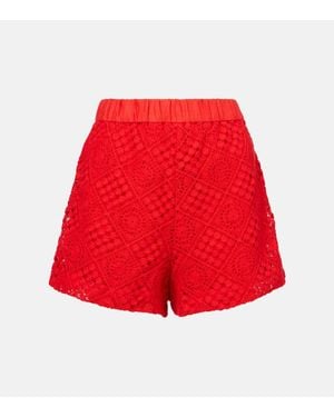 SIR. Crochet High-Rise Cotton-Blend Shorts - Red