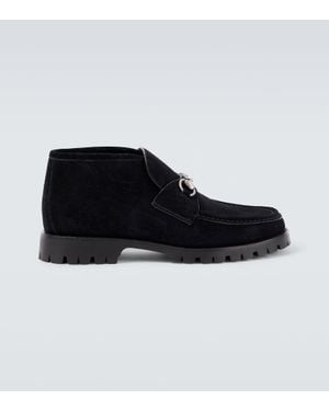 Gucci Horsebit Suede Ankle Boots - Black