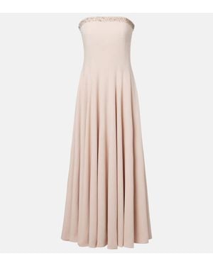 Costarellos Robe Midi Aldina En Crepe A Cristaux - Rose