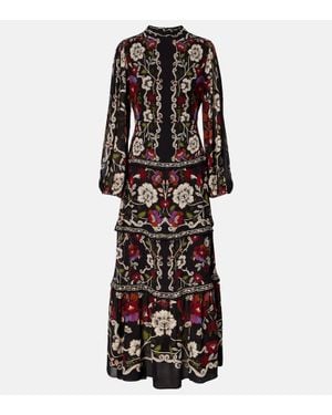 FARM Rio Rococo Flowers Tiered Maxi Dress - Black