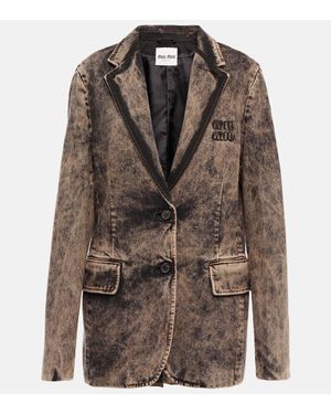 Miu Miu Blazer Aus Denim - Braun