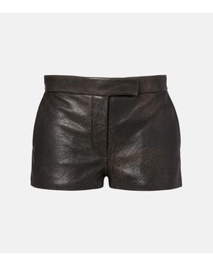 Alex Perry Low-Rise Leather Micro Shorts - Black