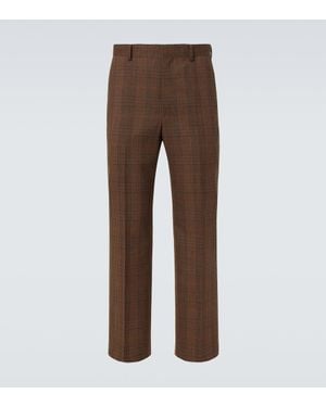 AURALEE Prince Of Wales Check Wool Suit Trousers - Brown