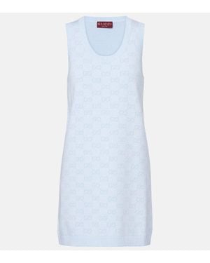 Gucci Gg Cotton Minidress - Blue