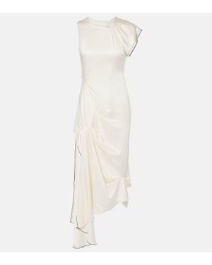 Victoria Beckham Gathered Draped Satin Midi Dress - White