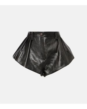 Magda Butrym Pleated Flared Leather Shorts - Black