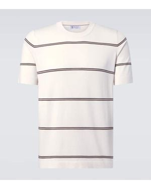 Brunello Cucinelli Classic Stripes T-Shirt Shirt in Gray for
