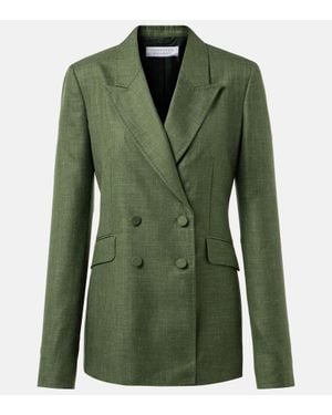 Gabriela Hearst Angela Wool, Silk, And Linen Suit Jacket - Green