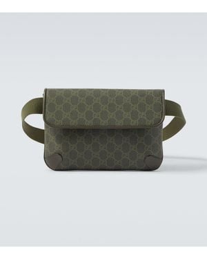 Gucci Rinonera Small De Lona Gg Con Piel - Verde