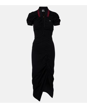 Vivienne Westwood Pulling Ruched Cotton Midi Dress - Black