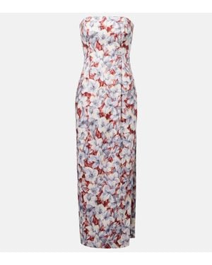 Posse Rosalie Floral Linen Maxi Dress - Purple