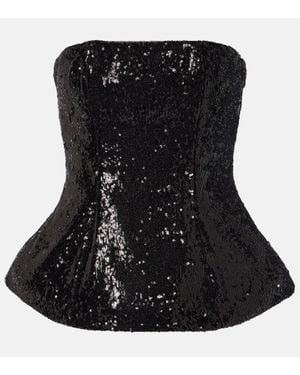 GIUSEPPE DI MORABITO Sequined Bustier Top - Black