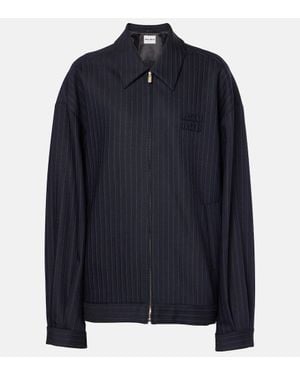 Miu Miu Logo Wool Jacket - Blue