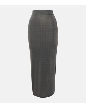 Alex Perry Embellished Jersey Midi Skirt - Grey