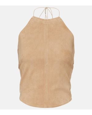 Stouls Rosie Halterneck Suede Top - Natural