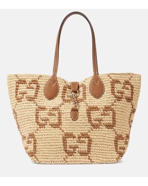 Gucci Summer Large Leather-Trimmed Basket Bag - Natural